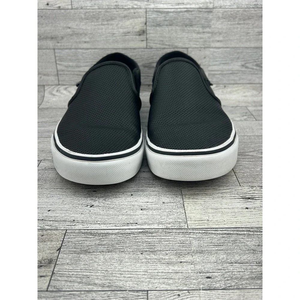Vans‎ Slip On Perforated Leather Sneakers Black White Women US 8.5